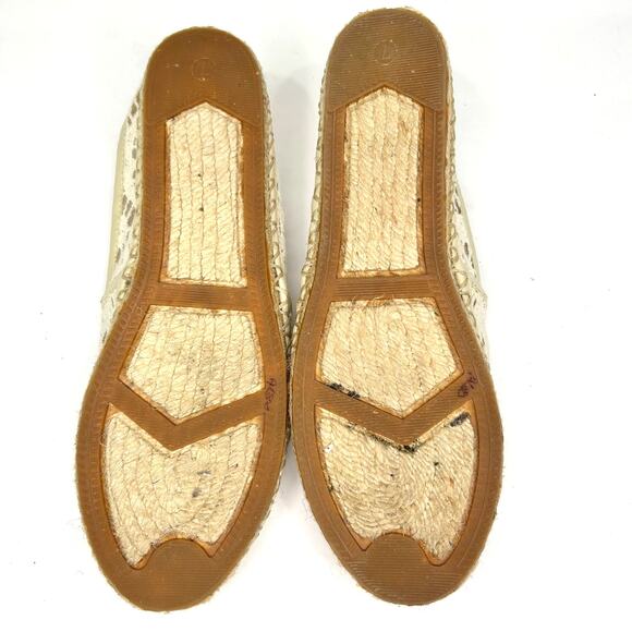 Halogen Off White Crocheted Lace Slip On Espadrille Flat Shoes - Picture 8 of 9